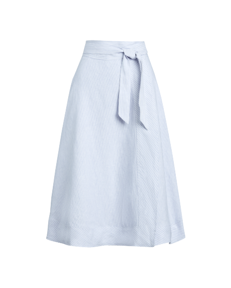 Ralph Lauren 方格亚麻布裹身式半身裙