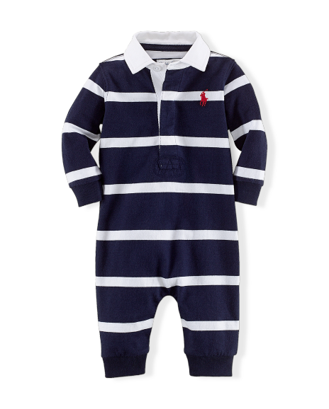 Ralph Lauren 条纹棉质橄榄球衫式连体服