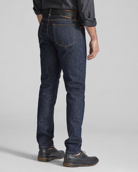 Ralph Lauren 修身版型棉窄腿镶边牛仔裤