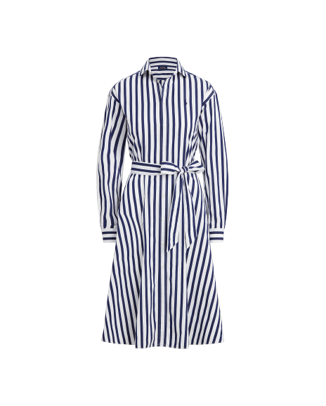 Ralph Lauren 条纹棉质衬衫式连衣裙