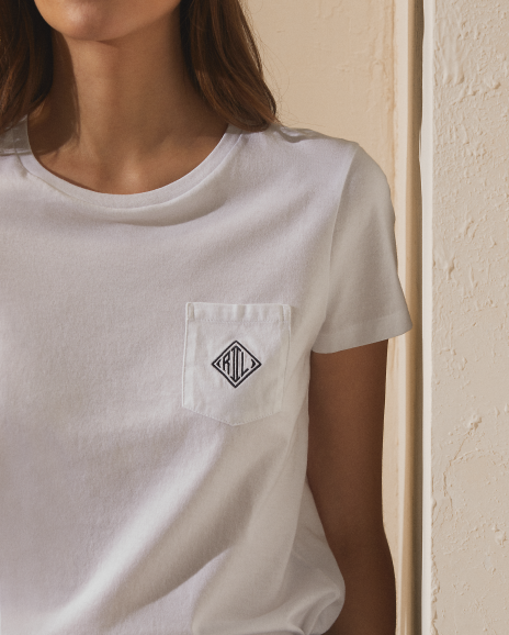 Ralph Lauren 修身版字母组合图案棉质口袋T恤