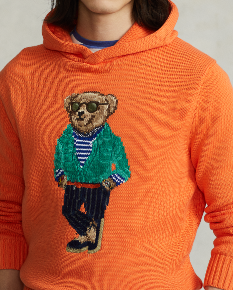 Polo Bear棉质连帽针织衫