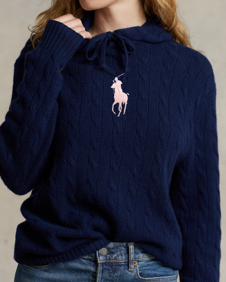 Ralph Lauren Pink Pony羊绒连帽针织毛衫