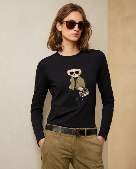 Ralph Lauren 修身版Polo Bear长袖棉T恤