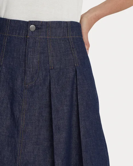 Ralph Lauren 褶裥棉质牛仔布迷你半身裙