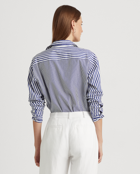 Ralph Lauren 宽松版条纹棉质绒面衬衫