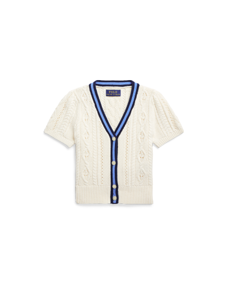 Ralph Lauren 棉质短袖板球针织开襟衫