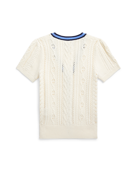 Ralph Lauren 棉质短袖板球针织开襟衫