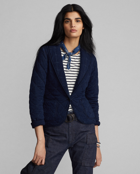 Ralph Lauren 绗缝靛蓝平纹针织夹克