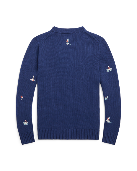Ralph Lauren 航海风格V领棉针织开襟衫