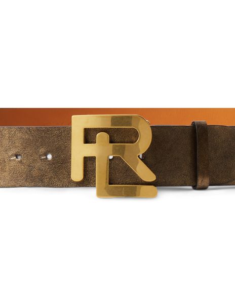 Ralph Lauren RL金属光泽皮革宽腰带