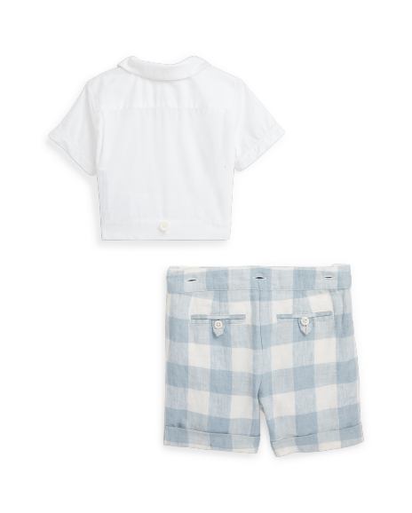 Ralph Lauren 衬衫与方格短裤套装