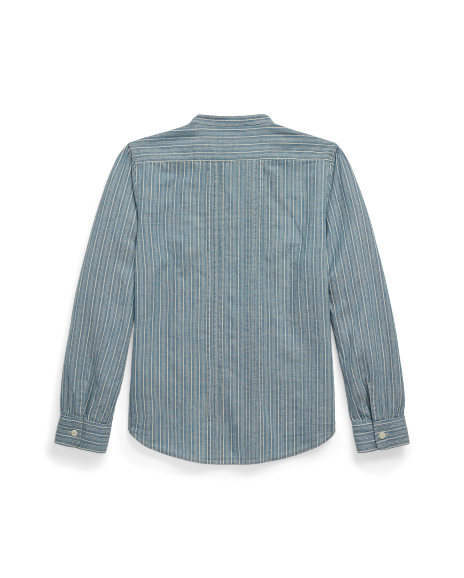 Ralph Lauren 褶边靛蓝条纹女式衬衫