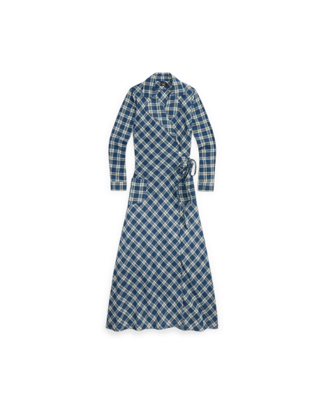 Ralph Lauren 格纹棉质薄纱裹身式连衣裙