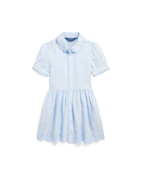 Ralph Lauren 刺绣亚麻衬衫式连衣裙