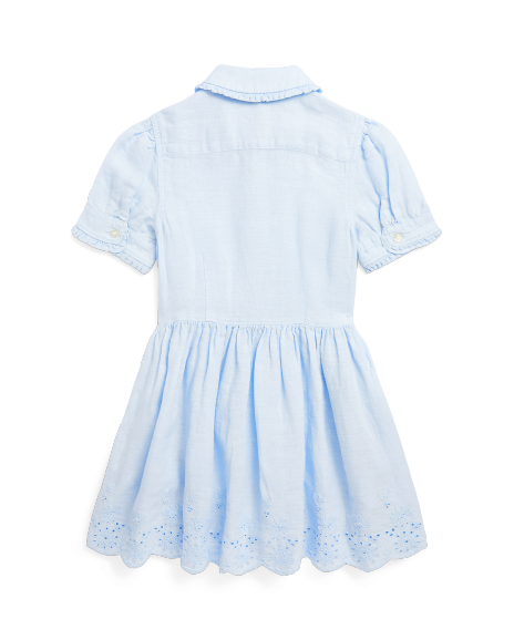 Ralph Lauren 刺绣亚麻衬衫式连衣裙