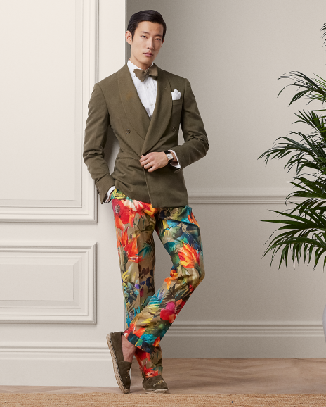 Ralph Lauren 花卉图案印花桑蚕丝山东绸长裤