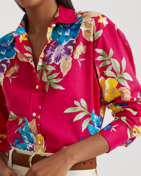 Ralph Lauren 花卉图案棉质薄纱衬衫
