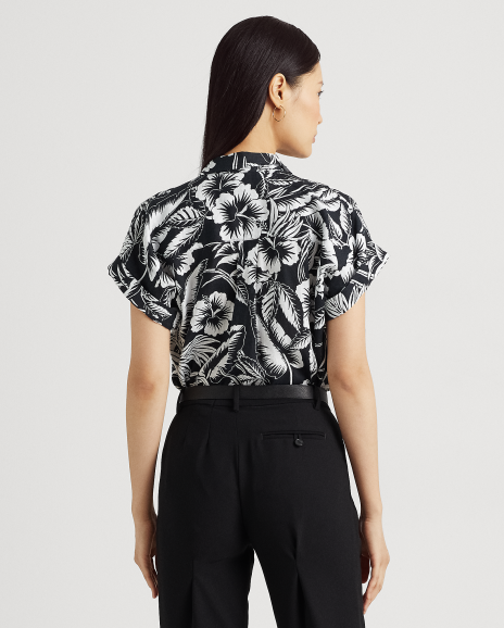Ralph Lauren 宽松版花卉图案亚麻短袖衬衫