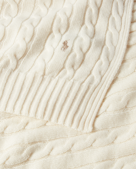 Ralph Lauren Garrett绞花编结毛毯（95×140cm）