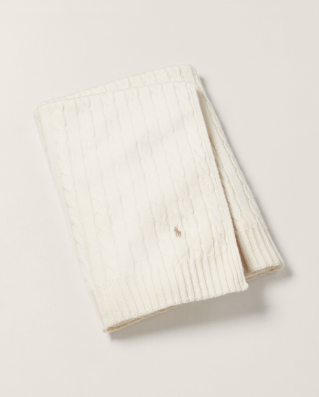 Ralph Lauren Garrett绞花编结毛毯（95×140cm）