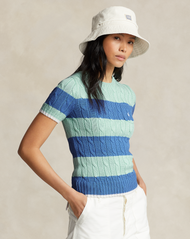 Ralph Lauren 修身版绞花编结棉针织衫