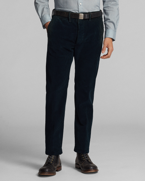 Ralph Lauren 修身版棉靛蓝色灯芯绒长裤