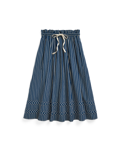 Ralph Lauren 条纹棉抽绳半身裙
