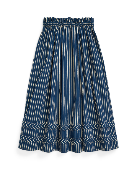 Ralph Lauren 条纹棉抽绳半身裙