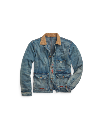 Ralph Lauren 修身版靛蓝色牛仔布工装夹克
