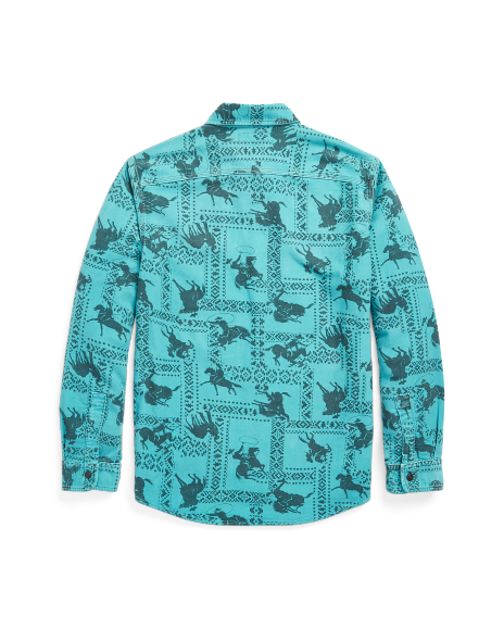Ralph Lauren 西部风格印花厚毛头斜纹布棉质工作衬衫