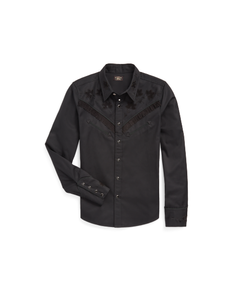 Ralph Lauren 经典版西部风格棉流苏斜纹布衬衫