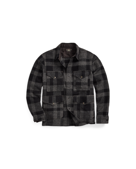 Ralph Lauren 格纹羊毛斜纹布实用外套式衬衫