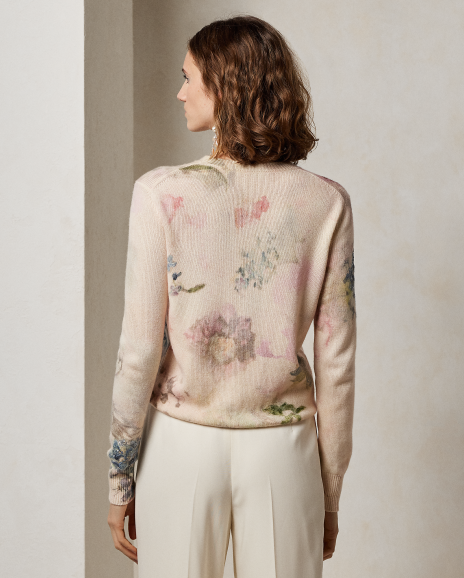 Ralph Lauren 宽松版精饰花卉图案羊绒针织毛衫