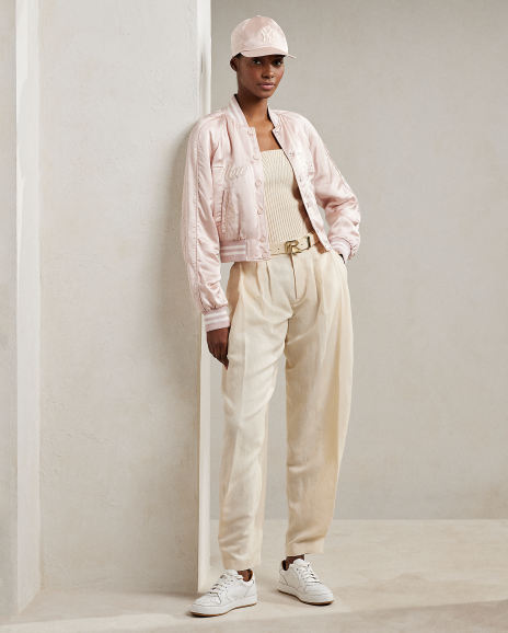 Ralph Lauren Avrill褶裥迷你方平组织长裤