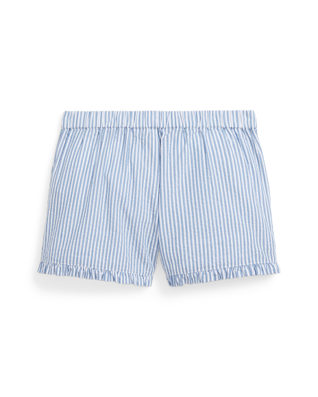 Ralph Lauren 条纹褶边棉质泡泡纱短裤