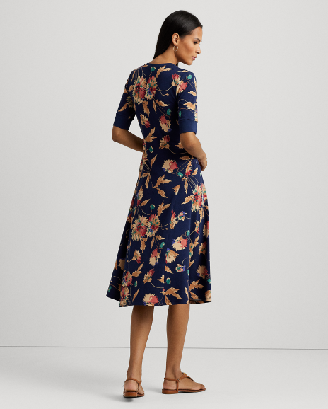 Ralph Lauren 花卉图案平纹针织连衣裙