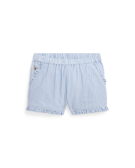 Ralph Lauren 条纹褶边棉质泡泡纱短裤