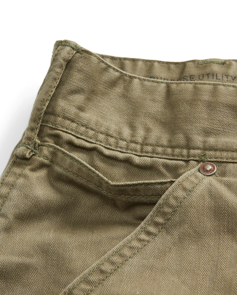 Ralph Lauren 经典版复古人字斜纹棉布工装裤