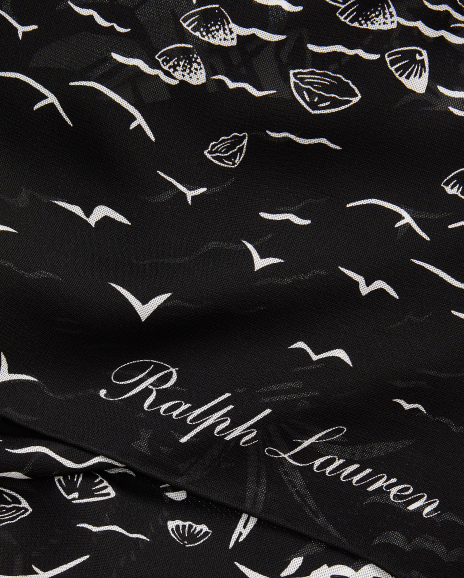 Ralph Lauren 海滩图案印花桑蚕丝薄纱围巾