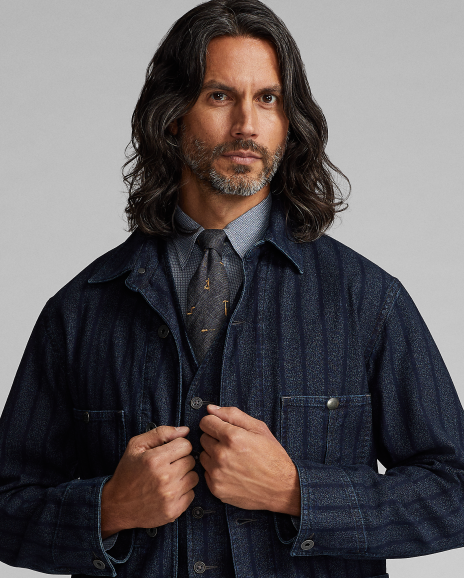 Ralph Lauren 条纹斜纹棉布衬衫式夹克