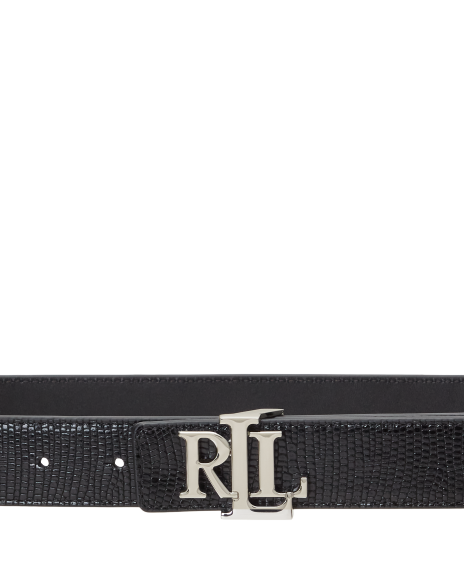 Ralph Lauren 徽标两面用蜥蜴纹压花皮革腰带