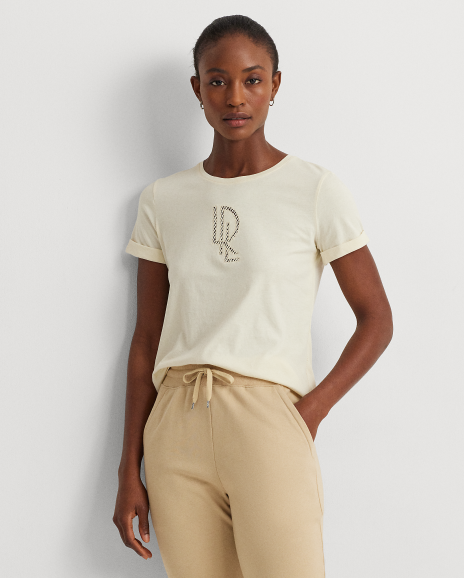 Ralph Lauren 宽松版珠饰徽标平纹针织T恤