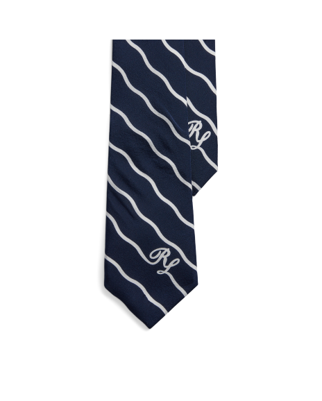 Ralph Lauren 波浪条纹徽标桑蚕丝重绉领带