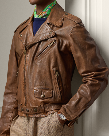 Ralph Lauren 修身版Locklear皮革机车夹克