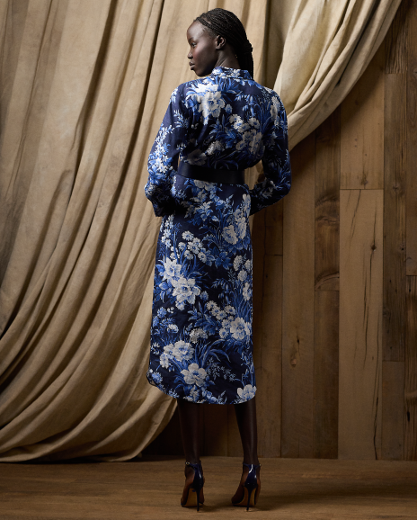 Ralph Lauren Graison花卉亚麻帆布日常连衣裙