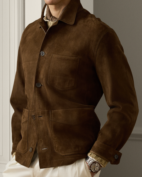Ralph Lauren 宽松版Burnham绒面羊绒面革夹克