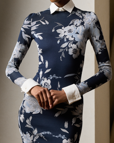 Ralph Lauren 花卉图案提花布日常连衣裙
