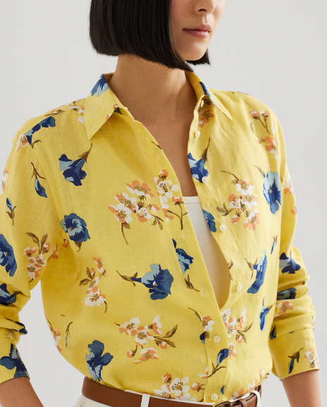 Ralph Lauren 宽松版型花卉图案亚麻衬衫