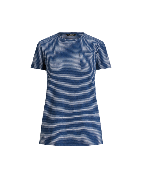 Ralph Lauren 宽松版条纹棉质竹节口袋T恤